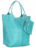 Bőr táska shopper bag Genuine Leather türkizkék 777